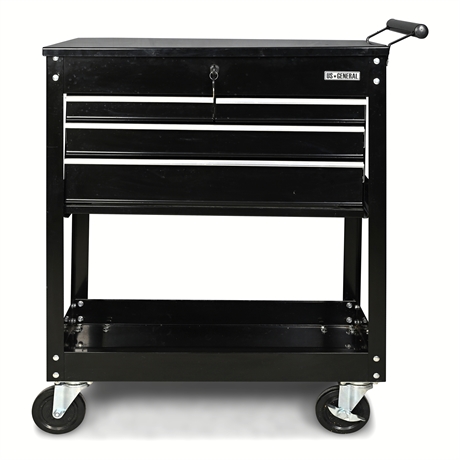 U.S. General 30" 4-Drawer Tech Cart Black Item 95659 w/ 2 Keys