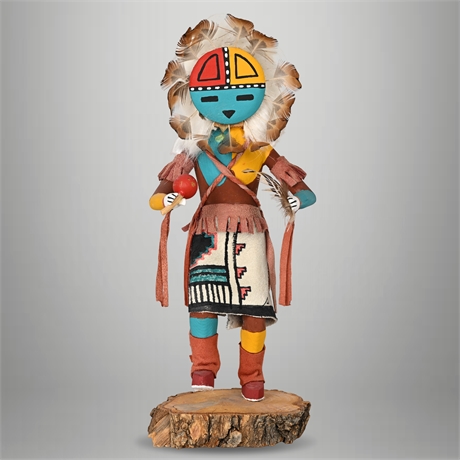 Sunface Kachina Doll by M.A. Brody — Hand-Carved, Signed 1993