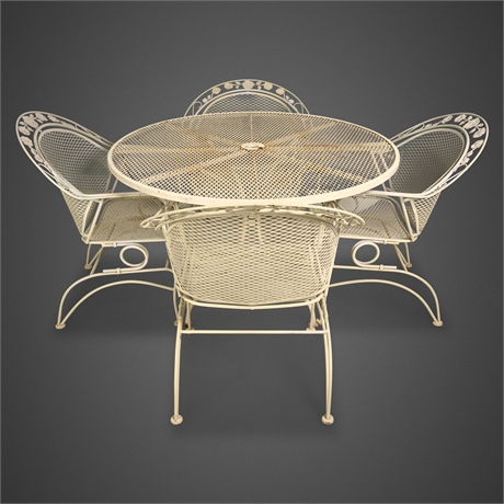 Vintage Meadowcraft Dogwood Wrought Iron Rocker Patio Set 6 Pc