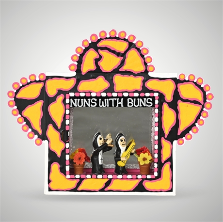 Mexican Folk Art Shadowbox “Nuns with Buns” — El Santo Madrazo