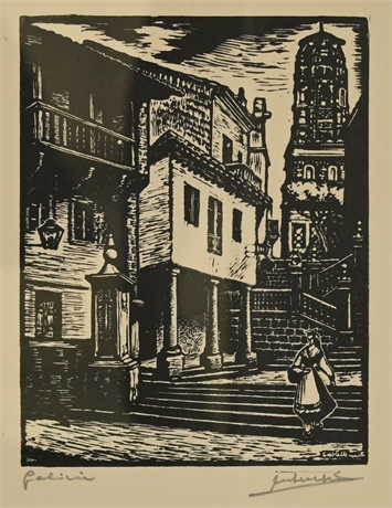 Juan Castells Martí Woodblock Print