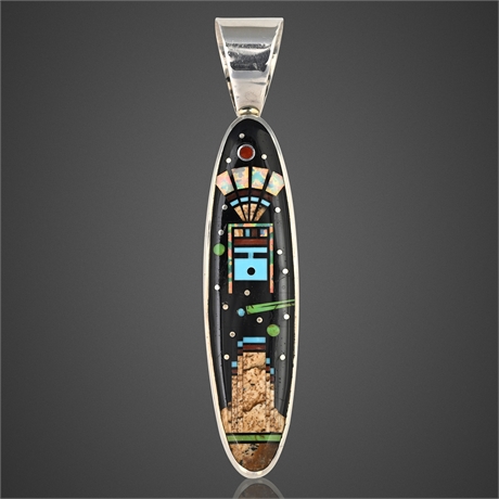 Navajo Multistone Inlay Yei Pendant Attr. Ray Jack