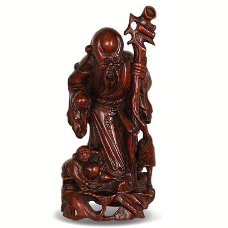 9" Hand Carved Shoulao Immortal God of Longevity