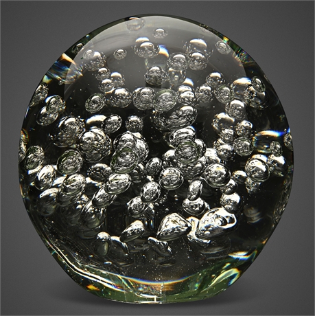 Large 8" Controlled-Bubble Studio Art Glass Sphere Paperweight