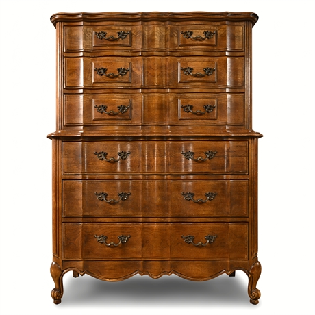 Thomasville Tableau Chest-on-Chest – 6 Drawers, French Provincial, Brass Pulls