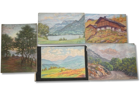 Compendium of Early 20th Century Pierre Alphonse Riche Original Pastels