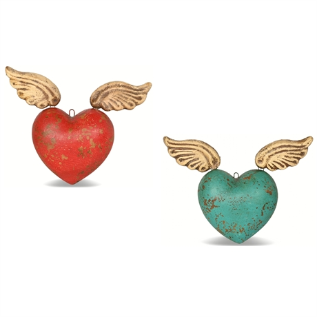 Ceramic Winged Heart Sculptures