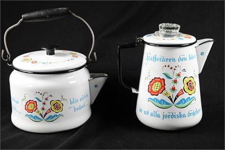Vintage Swedish Scandinavian Enamelware