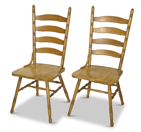 Pair Vintage Ladder Back Chairs