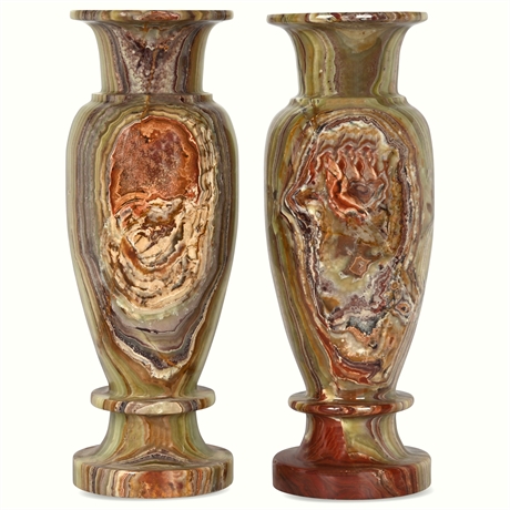 Pair of 14" Firoza Onyx Vases