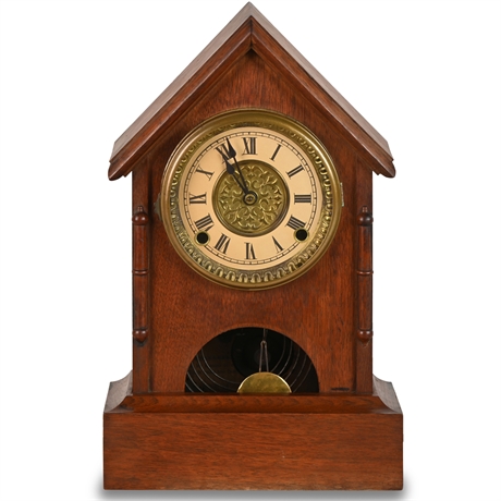 Antique Mahogany Mantel Clock