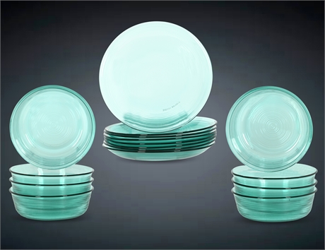 Arcoroc 'Jardiniere' Aqua Plate & Bowl Set