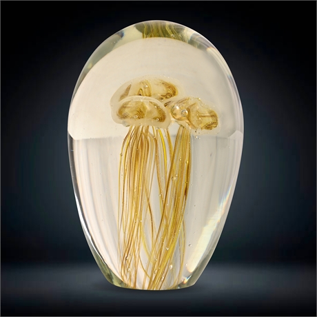 10" Art Glass Jellyfish Paperweight