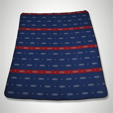 Wooded River Wool Blend Throw Blanket USA Reversible 74x61