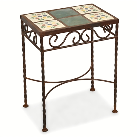 Iron Side Table with Talavera Tile Top — 18"