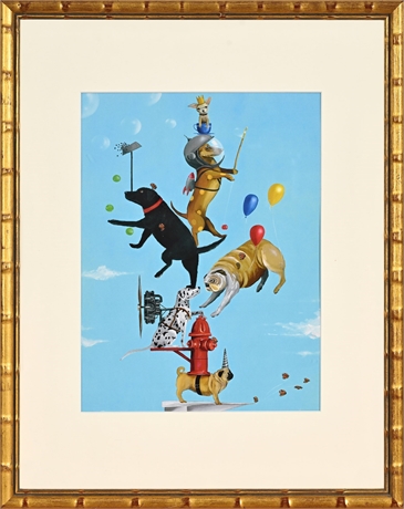Curtis Olsen Surreal Stacked Dogs Lithograph, "Nature's Realm" Gallery