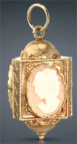 14K Victorian 3-Sided Cameo Pendant