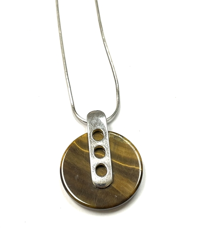 Sterling Silver Tigers Eye Pendant and Necklace