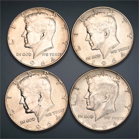 1964 (4) Kennedy Silver Half Dollars