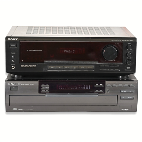 Sony STR-DE305 Receiver & Kenwood CD-203 5-Disc CD Player