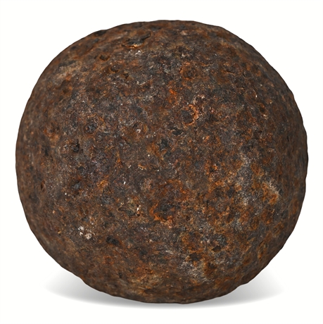 Antique Cast Iron Cannonball – Likely 4‑Pounder, 3″ Diameter, 3 lbs 6.3 oz