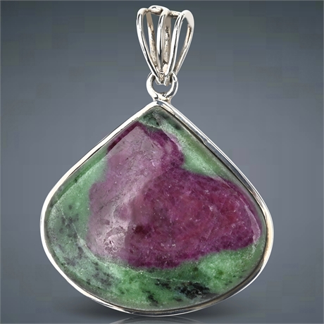 Ruby in Zoisite Pendant - Sterling Silver