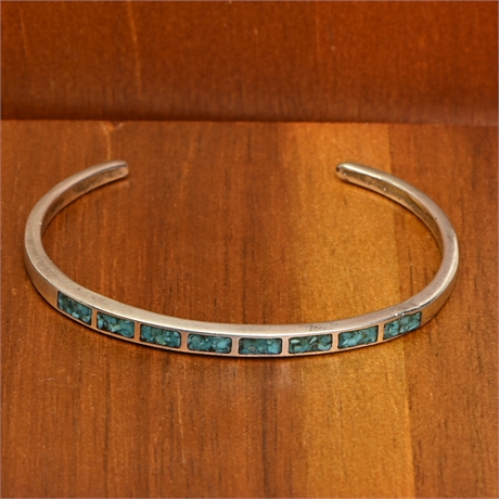 Silver Cuff with Crushed Turquoise
