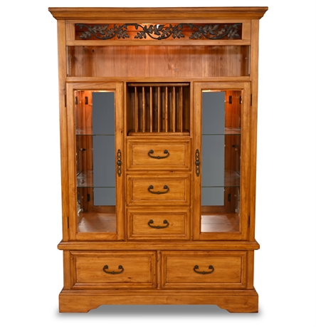 Knotty Pine Lighted Double Curio