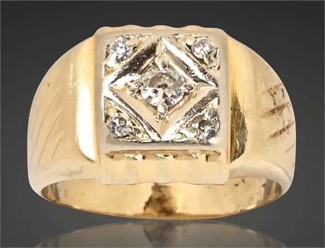 Vintage Two-Tone 14K Gold Diamond Ring
