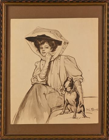 H.L. Roberts Portrait of a Woman and Her Dog