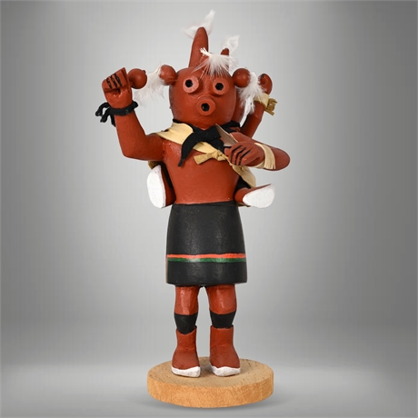 Hopi Koyemsi “Mudhead” Kachina by P. Takala – Polacca AZ, 1992 – Carved & Signed