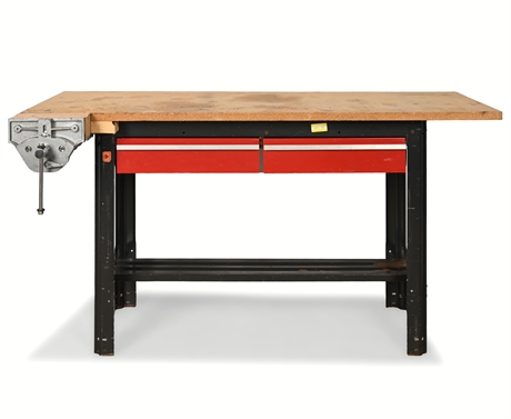 Steel Workbench with Heavy-Duty Vise & Ball-Bearing Drawers