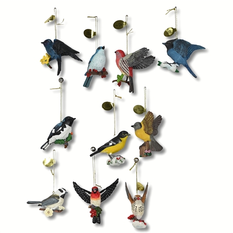 10 Songbird Christmas Ornaments from the Danbury Mint