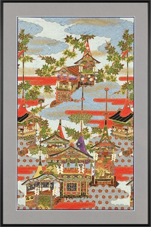 Japanese Ceremonial Gion Festival Handpainted Artwork on Rice Paper