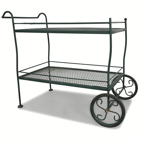 Vintage Wrought Iron Green Bar / Tea Cart Server