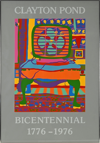 Clayton Pond Bicentennial Serigraph — 1975 Pop Art Poster, 40"x28" Framed