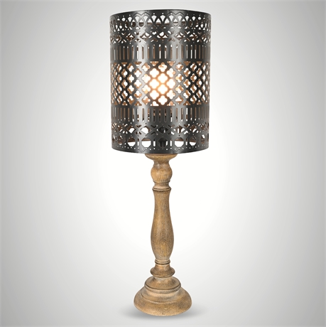 Reticulated Metal Shade Table Lamp — 24" Tall
