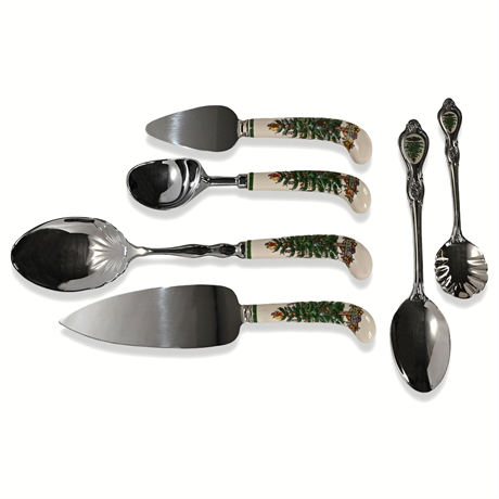 6-Piece Spode Christmas Tree Ceramic‑Handled Utensil Set – Boxed Sheffield Tools