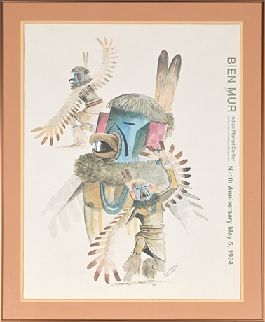 Fred Cleveland 1984 Bien Mur Navajo Artist Signed Poster