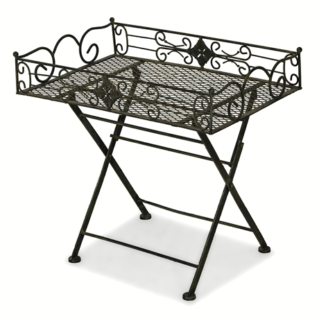 Iron Folding Plant Stand w/ Scrollwork