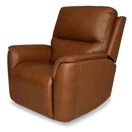 Flexsteel Henry Leather Power Reclining Swivel Glider — Heat, Massage