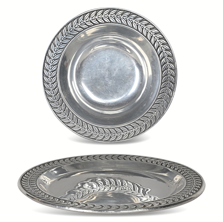 Wilton Armetale Laurelberry Serving Set — 14.25" Tray & 12.5" Bowl