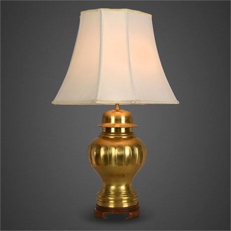 Brass Ginger Jar Style Table Lamp with Bell Shade, 3-Way Switch