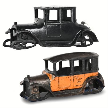 Arcade 1922 Cast Iron Dodge Coupe & Yellow Cab — Maker Marked USA