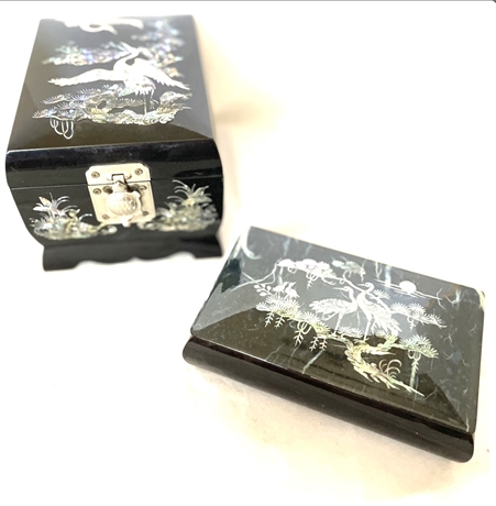 Black Lacquer and Abalone Jewelry Boxes