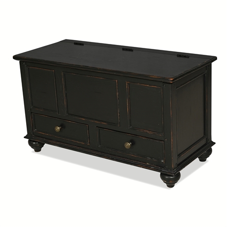 Thomasville Distressed Black Cedar-Lined Blanket Chest with Two Drawers
