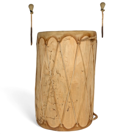 24" Handcrafted Taos Drum – Traditional Wood, Hide, and Sinew Construction