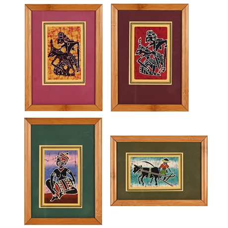 Set of Framed Batiks – Vibrant Art in Bamboo Wood Frames