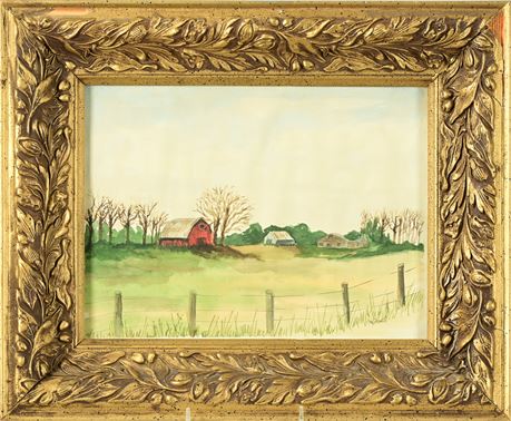 Farm Scene Watercolor