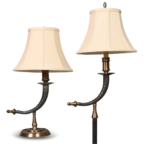 Brass Horn Table & Floor Lamps